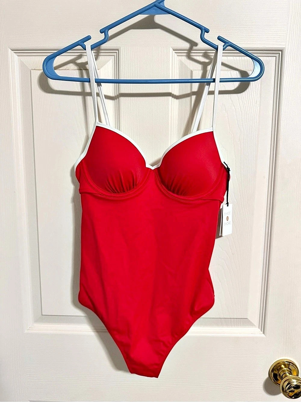 Shade & Shore Red & White One-Piece Swimsuit Small NWT